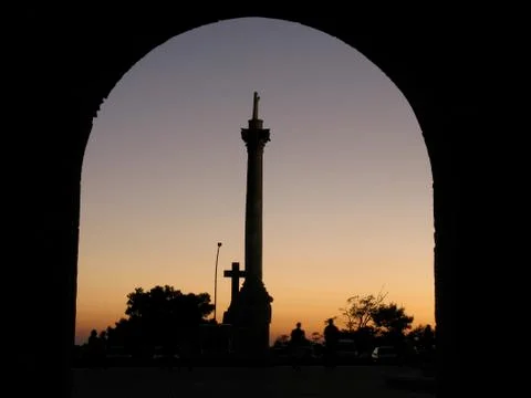 Sunset on the crucifix Stock Photos