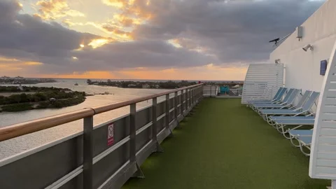Sunset on Cruise Ship Deck Stock Footage 347912478