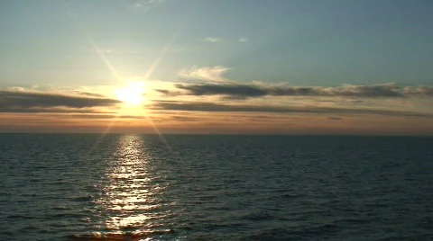 Sunset from the cruise ship Stock Footage