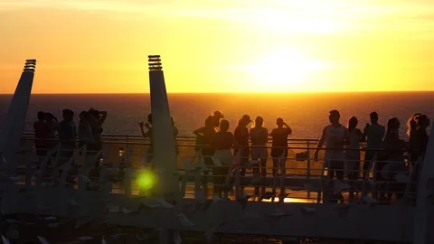 Sunset at Cruise Ship Stock Footage 86575778
