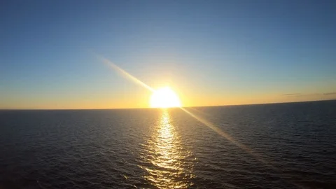 Sunset from a Cruise Ship in the Ocean Stock Footage 102798576