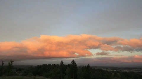 Sunset with Cumulus Clouds over Happy Valley Oregon Timelapse Stock Footage 23368821