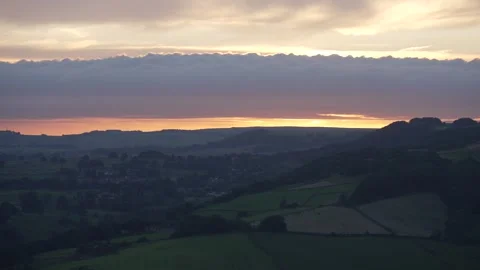 Sunset from Curbar Edge, Baslow, Derbyshire, England Stock Footage 285414255