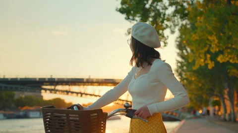 Sunset Cycling in Paris, outdoors Stock Footage 271052023