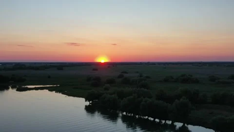 Sunset in the Danube Delta at Mila 23 Romania Stock Footage 228105573