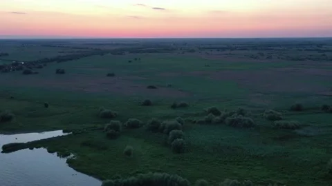 Sunset in the Danube Delta at Mila 23 Romania Stock Footage 228109863