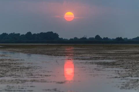 Sunset in the danube delta Stock Photos