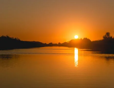 Sunset in the Danube Delta Stockfoto's