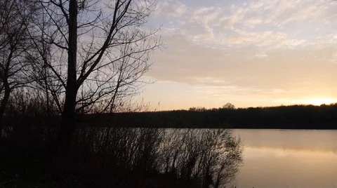 Sunset on the Danube river in Bulgaria Stock Footage 46396233
