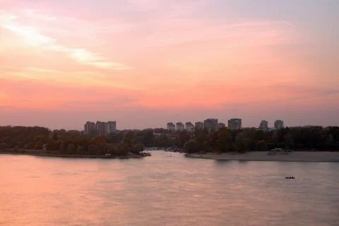 Sunset on Danube river Stock Photos