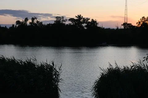 Sunset on the Danube River 스톡 사진
