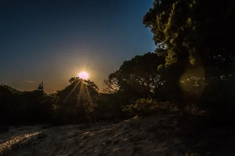 Sunset at the dark beach of Spain, adventure Stock Photos