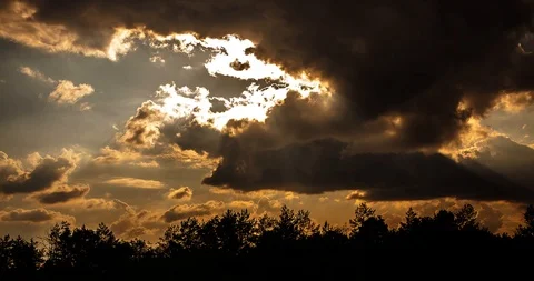 Sunset with dark clouds Stock Footage 89908275
