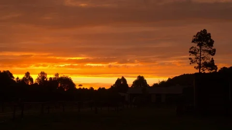 Sunset with dark foreground. Video stock 93855672