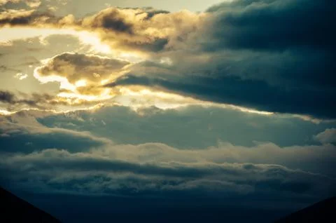Sunset dark sky clouds twilight scenery nature landscape Stock Photos