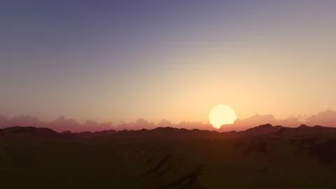 Sunset dawn clear sky 3D render Illustrazione stock