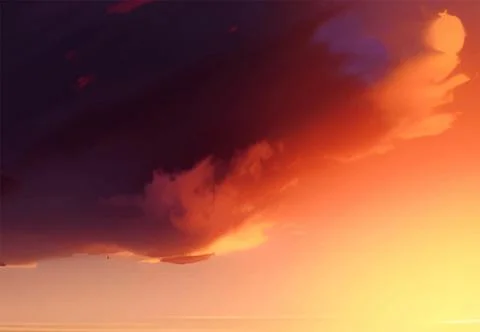 Sunset dawn clouds in fantasy style on soft dark background. 库存插图