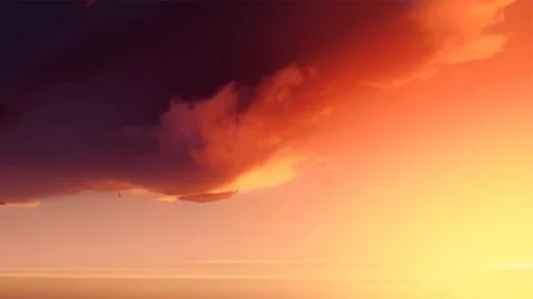 Sunset dawn clouds in fantasy style on soft dark background. Stockillustratie