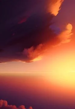 Sunset dawn clouds in fantasy style on soft dark background. イラスト素材