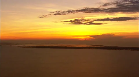 Sunset Dawn Ocean Clouds Land Stock Footage 37622443