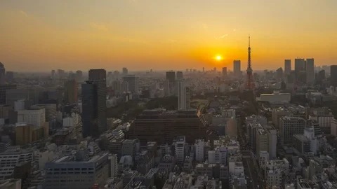 Sunset day to night scene at Tokyo city skyline Stock Footage 74728842