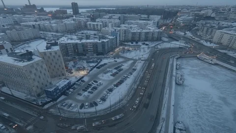 Sunset from day to night time lapse with traffic and city lights. Flat, raw Stock Footage 86611244