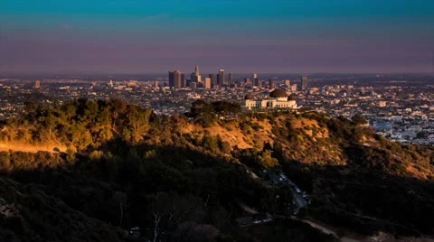 Sunset Day to Night Timelapse Los Angeles Griffith Park Vidéo 40300735