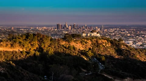 Sunset Day to Night Timelapse Los Angeles Griffith Park Stock Footage 40300740