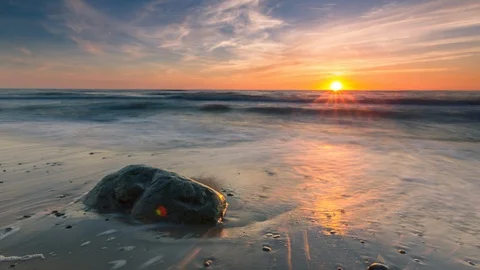 Sunset day to night timelapse at the seaside Stock Footage 101742496