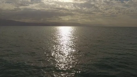 Sunset Dead Sea Aerial View Stock Footage 71006729