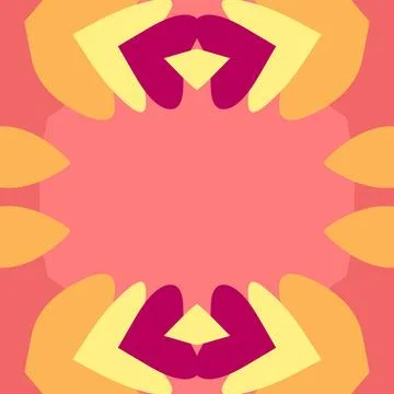 Sunset deep embers inspired mirrored ornamental composition with warm bisque, sa Stock Illustration