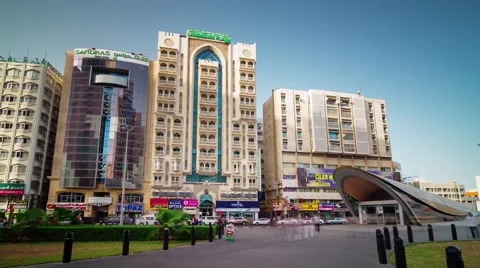 Sunset deira famous square dubai city panorama 4k time lapse uae Stock Footage 54121206