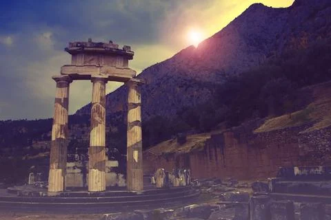 Sunset in Delphi Stock Photos