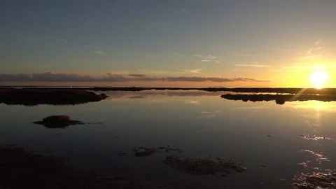 Sunset in Delta del ebre, Tarragona Stock Footage 101224774
