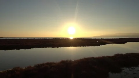 A sunset in the delta del ebro of Tarragona Stock Footage 100961037