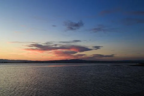 Sunset in delta ebro Stock Photos