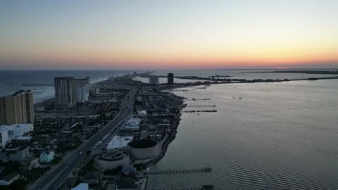 Sunset Descending: 4K Drone Video of the Beautiful Pensacola Beach Stock Footage 239960494