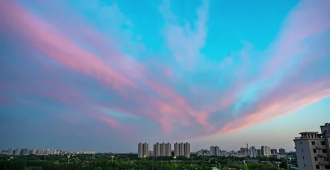 Sunset Descent Time Lapse with Colorful Sky Transformation Stock Footage 320042883