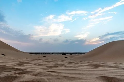 Sunset in the desert of Abu Dhabi Stock Photos