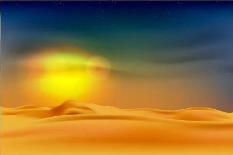 Sunset in the desert Stock Illustration