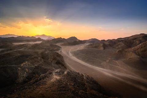 Sunset In the desert 库存照片