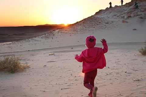 Sunset in desert Stock Photos
