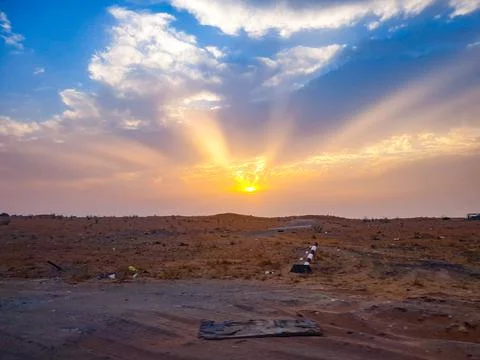 Sunset in the desert. Stock Photos