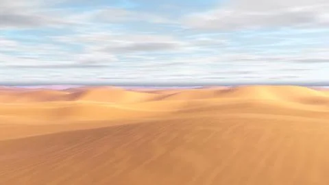 Sunset in desert with sky. 3D rendering Stock Illustration