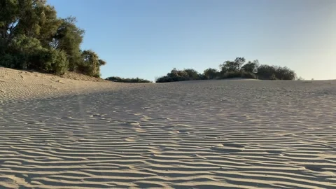 Sunset in the desert, sun and sun rays, Beautiful clouds on blue sky. Stock Footage 237426825