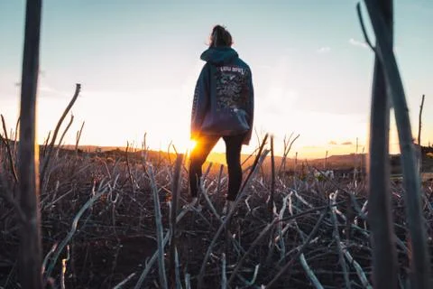 Sunset At Deserted Land Stock Photos
