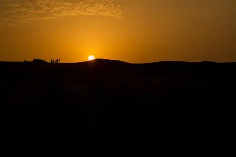 Sunset in dessert of Dubai Stock Photos