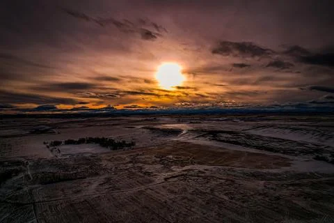 Sunset at Dewitt Pond Airdrie Stock Photos