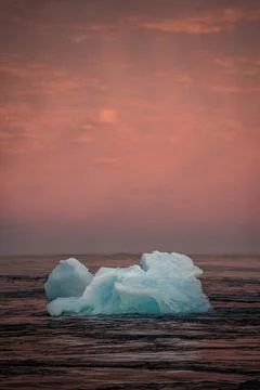 Sunset at Diamond Beach Jökulsárlón Stock Photos