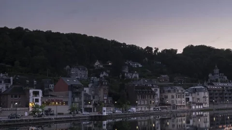 Sunset in Dinant with burning sky. Stock Footage 135760824